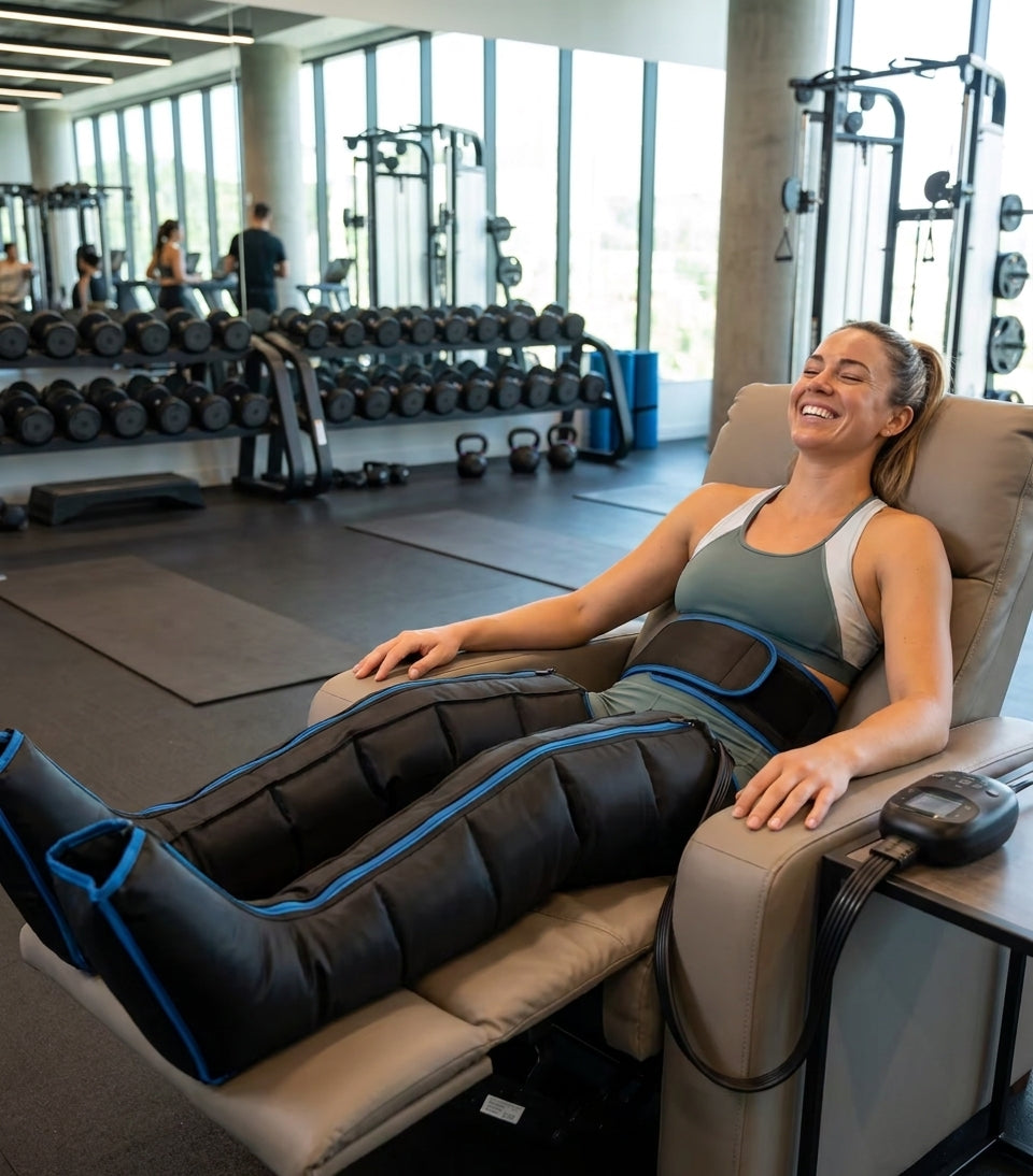 Sportive utilisant les bottes de compression ReVivaLeg