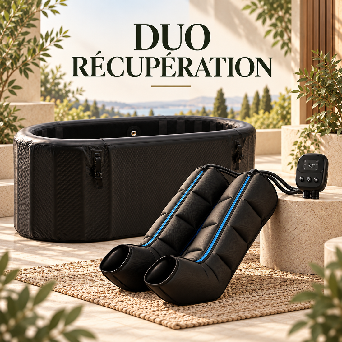 Duo récupération RevivaLeg : bain froid et bottes de compression