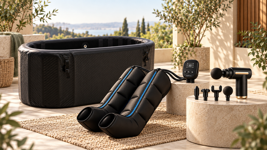 Routine complète ReVivaLeg – Bottes + Bain froid + Pistolet offert